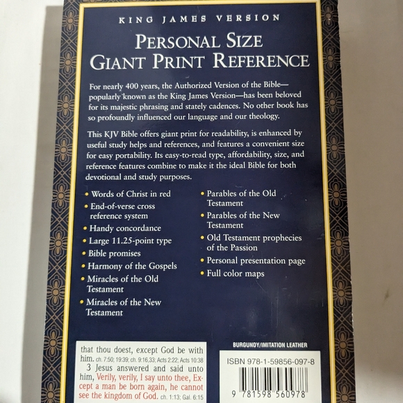 KJV Personal Size Giant Print Reference Edition Bible Hendrickson Bibles - Picture 4 of 14
